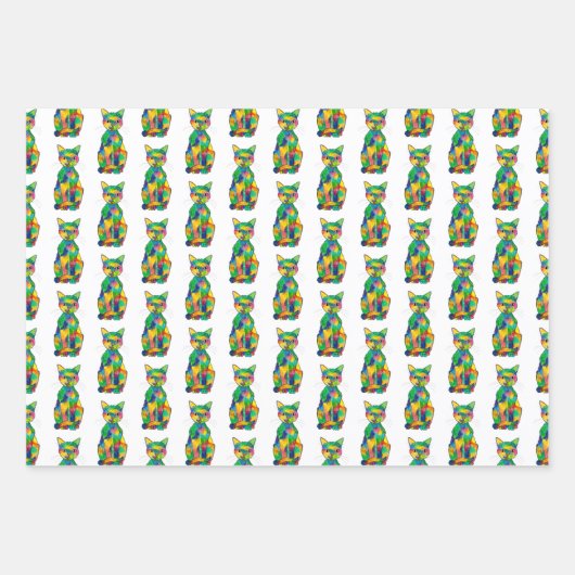 Rainbow Cat Wrapping Paper Set Geschenkpapier Set (Vorderseite 2)