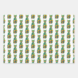 Rainbow Cat Wrapping Paper Set Geschenkpapier Set