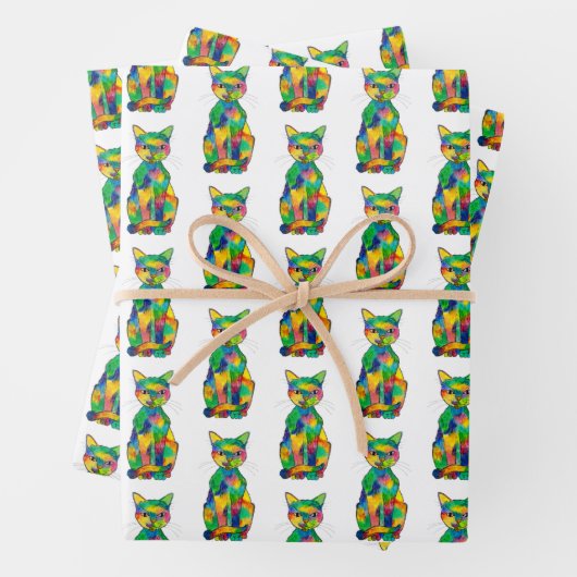 Rainbow Cat Wrapping Paper Set Geschenkpapier Set (Beispiel)