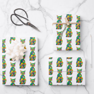 Rainbow Cat Wrapping Paper Set Geschenkpapier Set