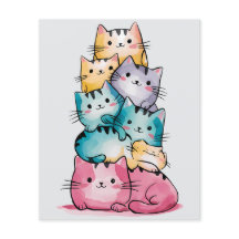 Rainbow Cats Minimalistisch Art Paper - Niedlicher