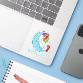 Rainbow Celestial Blue Moon & Stars Unicorn Aufkleber (Laptop mit iPhone)