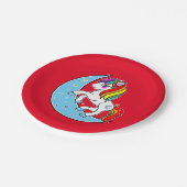Rainbow Celestial Blue Moon & Stars Unicorn Pappteller (Schrägansicht)