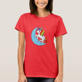Rainbow Celestial Blue Moon & Stars Unicorn T-Shirt (Vorderseite)