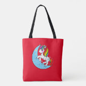 Rainbow Celestial Blue Moon & Stars Unicorn Tasche (Rückseite)