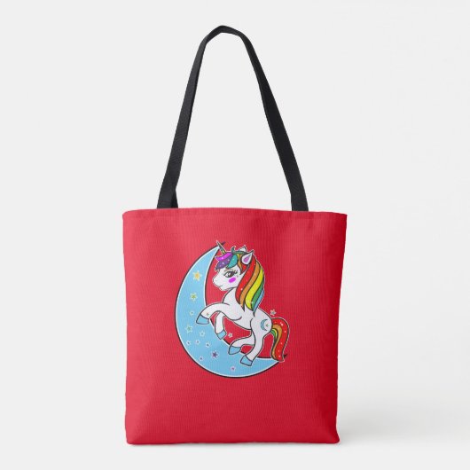 Rainbow Celestial Blue Moon & Stars Unicorn Tasche (Rückseite)