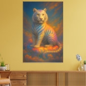 Rainbow Celestial White Tiger – Divine Cloudlight Leinwanddruck (Insitu (Wohnzimmer))