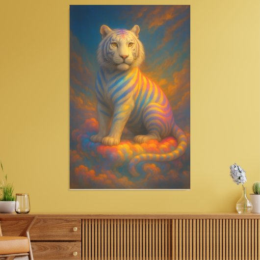  Rainbow Celestial White Tiger – Divine Cloudlight Leinwanddruck (Insitu (Wohnzimmer))