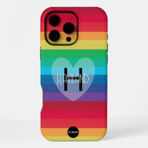 Rainbow Cell Case mit Herz und Name HAMbWG iPhone 16 Pro Max Hülle
