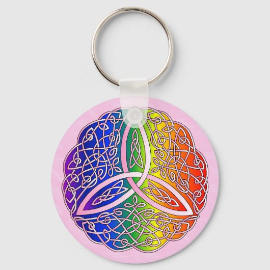Rainbow Celtic Art Trinity Knot Schlüsselanhänger (Vorderseite)
