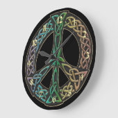 Rainbow Celtic Knot Peace Sign Clock Große Wanduhr (Winkel)