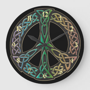 Rainbow Celtic Knot Peace Sign Clock Große Wanduhr