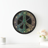 Rainbow Celtic Knot Peace Sign Clock Große Wanduhr (Zuhause)