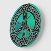 Rainbow Celtic Knot Peace Sign Clock Große Wanduhr (Winkel)