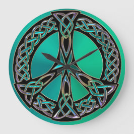 Rainbow Celtic Knot Peace Sign Clock Große Wanduhr