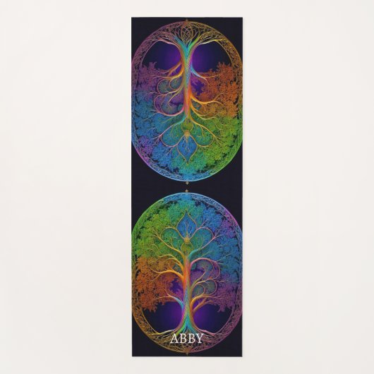Rainbow Celtic Tree of Life Yogamatte (Vorderseite)