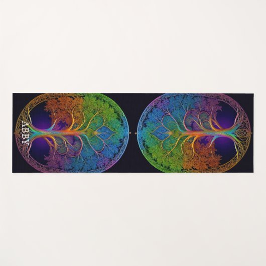 Rainbow Celtic Tree of Life Yogamatte (Vorderseite (Horizontal))