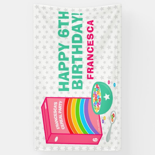 Rainbow Cereal Birthday Party Banner (Vertikal)