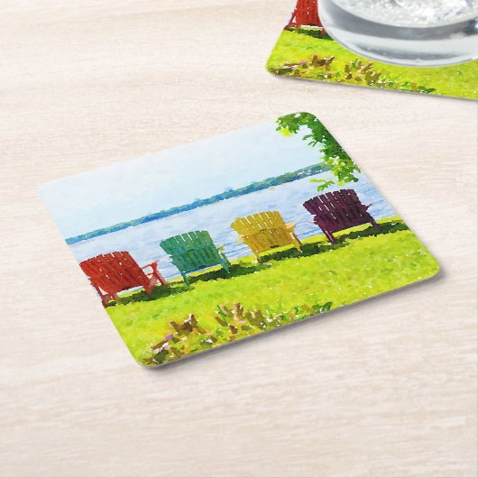 Rainbow Cfarbene Lakeside Adirondack Stühle Rechteckiger Pappuntersetzer (angewinkelt)