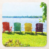 Rainbow Cfarbene Lakeside Adirondack Stühle Rechteckiger Pappuntersetzer (Vorderseite)
