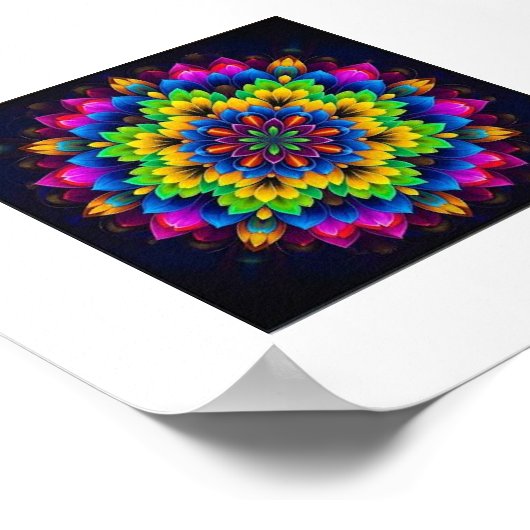 "Rainbow Chakra Mandala - Sacred Geometry Art" Poster (Ecke)