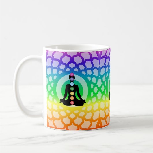 Rainbow Chakra Yoga Tasse - Sacred Geometry Art (Links)