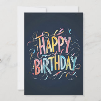 Rainbow Chalk Happy Birthday auf Navy Blue Birthda Einladung