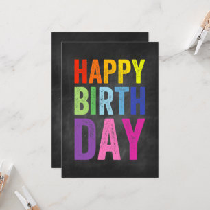 Rainbow & Chalkboard Happy Birthday Card Karte
