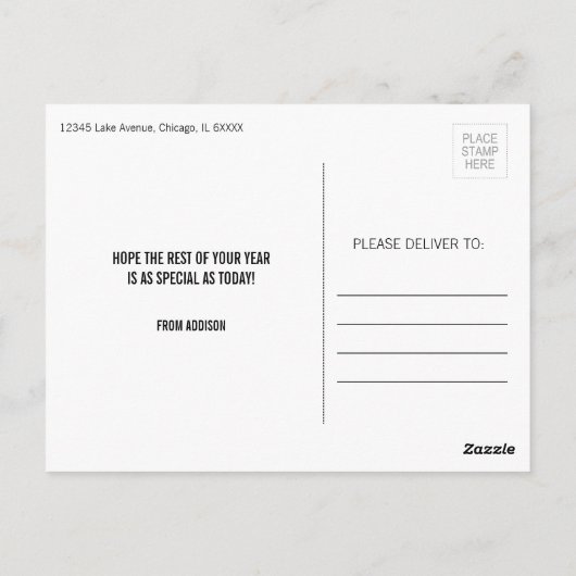 Rainbow & Chalkboard Happy Birthday Postcard Postkarte (Rückseite)