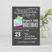 Rainbow Chalkboard Rainbow Cake Slice Einladung zu (Stehend Vorderseite)
