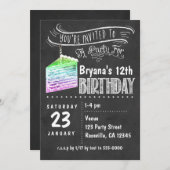 Rainbow Chalkboard Rainbow Cake Slice Einladung zu (Vorne/Hinten)