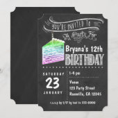 Rainbow Chalkboard Rainbow Cake Slice Einladung zu (Vorne/Hinten)
