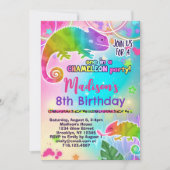 Rainbow Chameleon Birthday Party Einladung (Vorderseite)