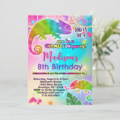 Rainbow Chameleon Birthday Party Einladung (Stehend Vorderseite)