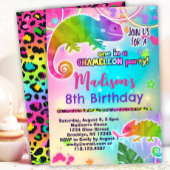 Rainbow Chameleon Birthday Party Einladung