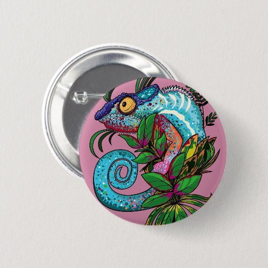 Rainbow Chameleon Button (Vorne & Hinten)