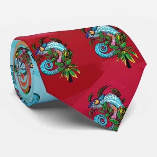 Rainbow Chameleon Krawatte (Gerollt)