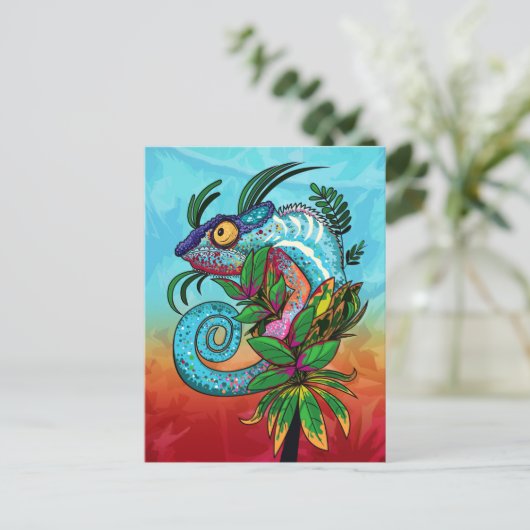 Rainbow Chameleon Postkarte (Stehend Vorderseite)