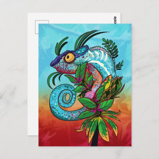 Rainbow Chameleon Postkarte (Vorne/Hinten)