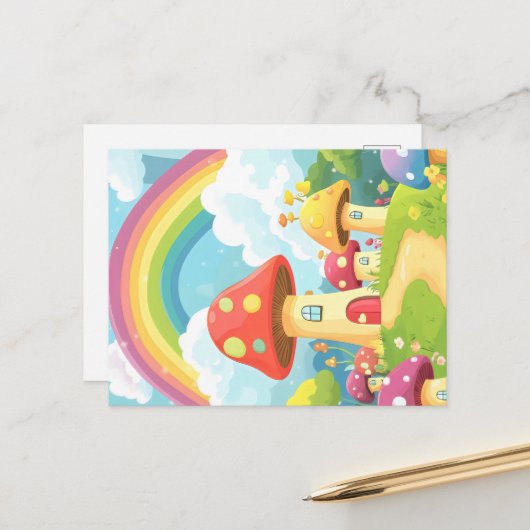 Rainbow-Champignons 3 Postkarte (Vorderseite/Rückseite Beispiel)
