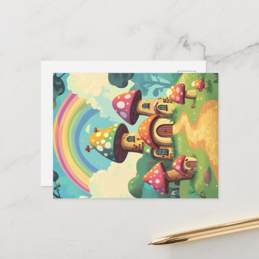 Rainbow-Champignons 4 Postkarte (Vorderseite/Rückseite Beispiel)