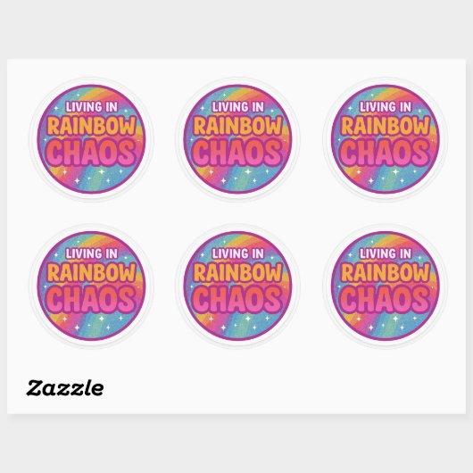 Rainbow Chaos Round Sticker (Blatt)