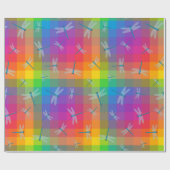 Rainbow Check with Dragonflies Geschenkpapier (Flach)