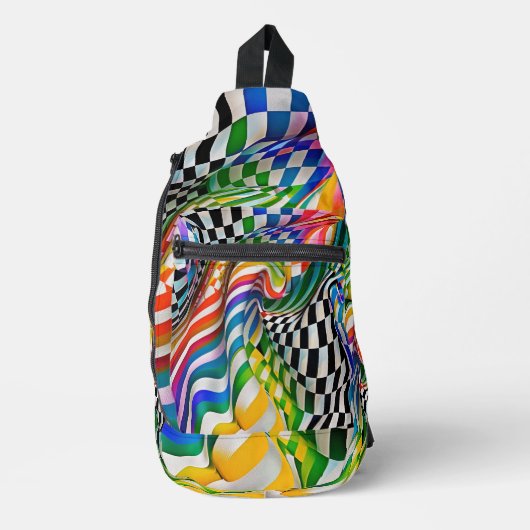 Rainbow Checkerboard Digitale Kunst Crossbody Bag (Vorderseite)