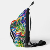 Rainbow Checkerboard Digitale Kunst Crossbody Bag (Rechts)