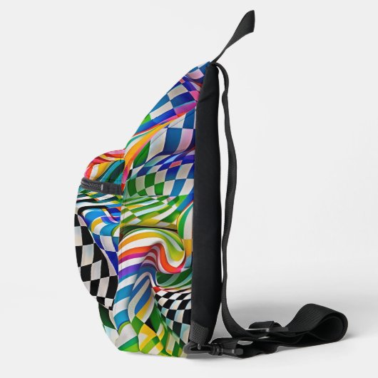 Rainbow Checkerboard Digitale Kunst Crossbody Bag (Rechts)