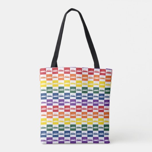 Rainbow Checkerboard Mini Cooper Tote Bag Tasche (Rückseite)