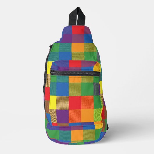 Rainbow Checkerboard Pride Buffalo Karo Kariert Crossbody Bag (Vorderseite)