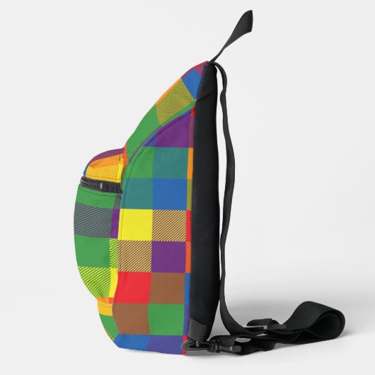 Rainbow Checkerboard Pride Buffalo Karo Kariert Crossbody Bag (Rechts)