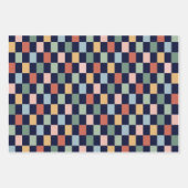 Rainbow Checkerboard Retrofarben Vektor nahtlos Geschenkpapier Set (Vorderseite 3)